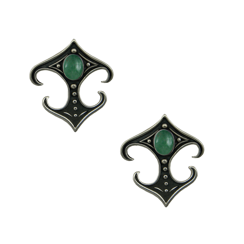 Sterling Silver Designer Post Stud Earrings With Jade